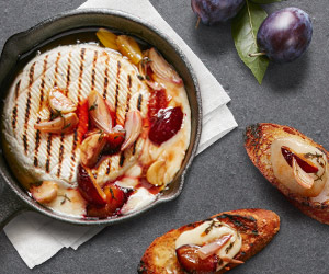 Grilled Président® Brie with Saba and Plums