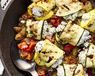 Herbed Zucchini Rollatini Featuring Président® Goat Cheese